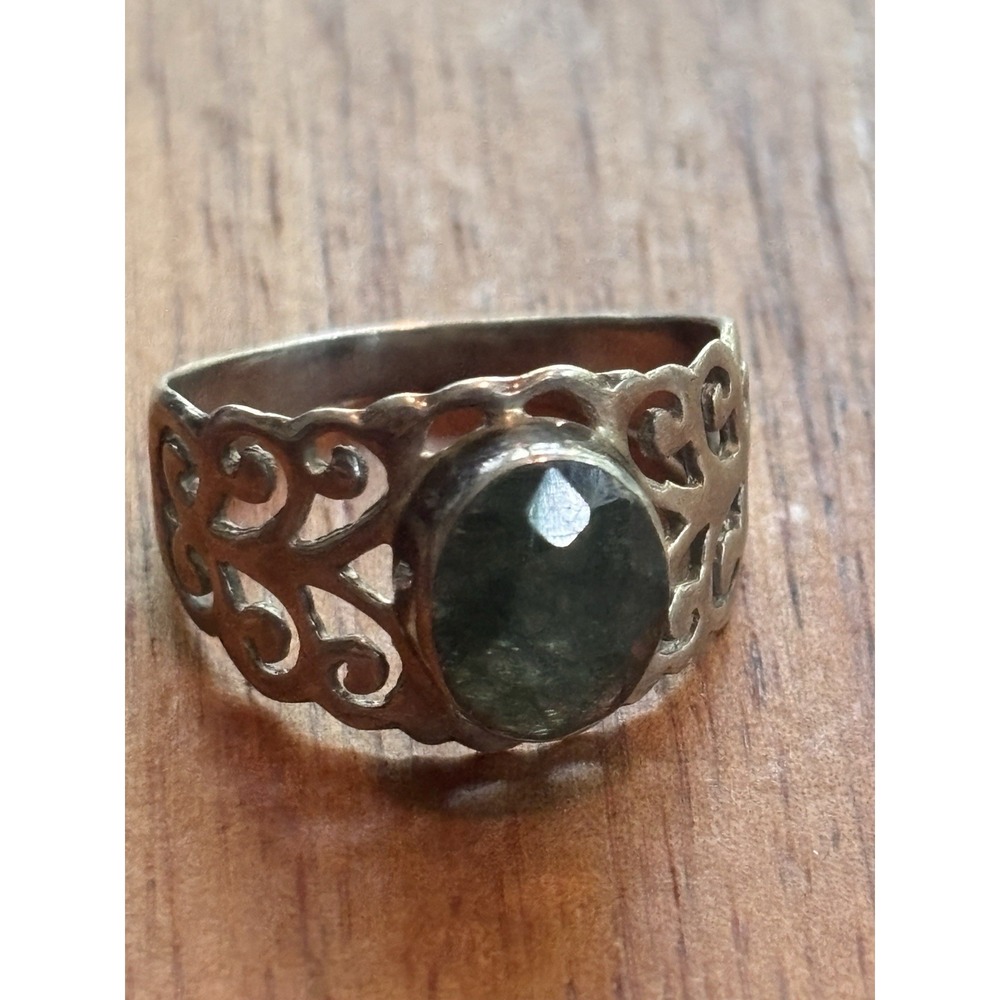 925 Sterling Silver Natural Blue/Green Sapphire Ring Size 9
